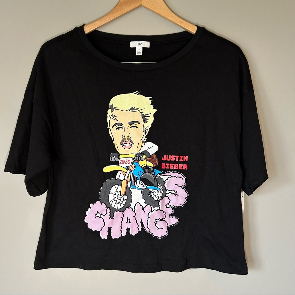 Justin Bieber Changes cropped black tee.   New with tags